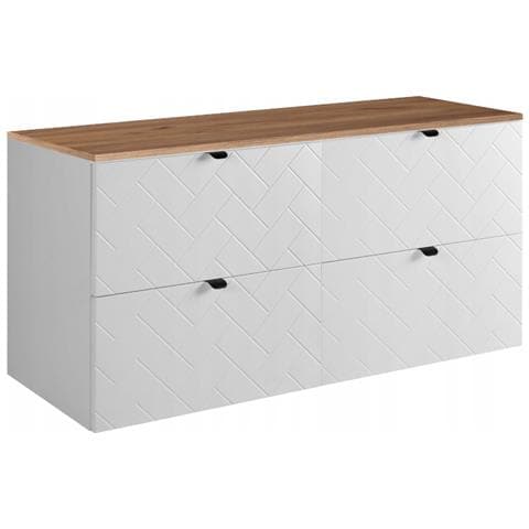 | Mobile sottolavabo 120 cm - Blanc Mat - Mobili bagno - Mobili bagno - Mobile sottolavabo - Piano di lavoro marrone - Foto 1