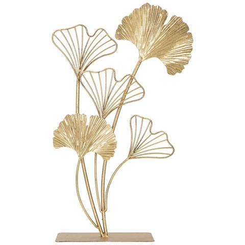 Scultura Leaf Ramo Di Ginkgo In Ferro Dorato - Foto 1