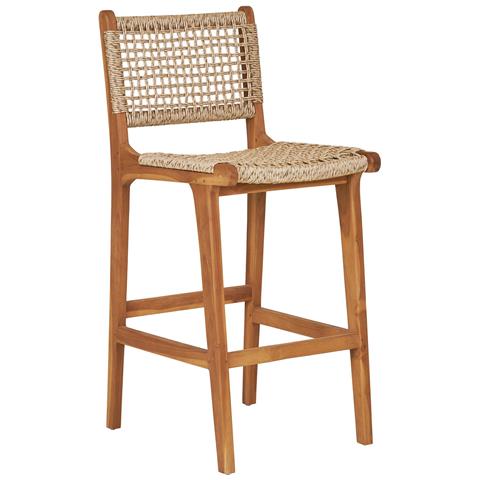 Sgabello Da Banco Derby In Teak Naturale Con Intreccio In Rattan Pe - Foto 1