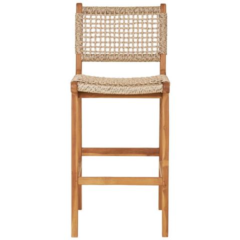Sgabello Da Banco Derby In Teak Naturale Con Intreccio In Rattan Pe - Foto 2