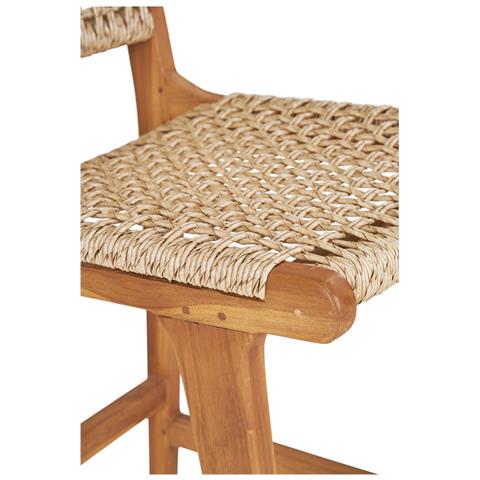 Sgabello Da Banco Derby In Teak Naturale Con Intreccio In Rattan Pe - Foto 6