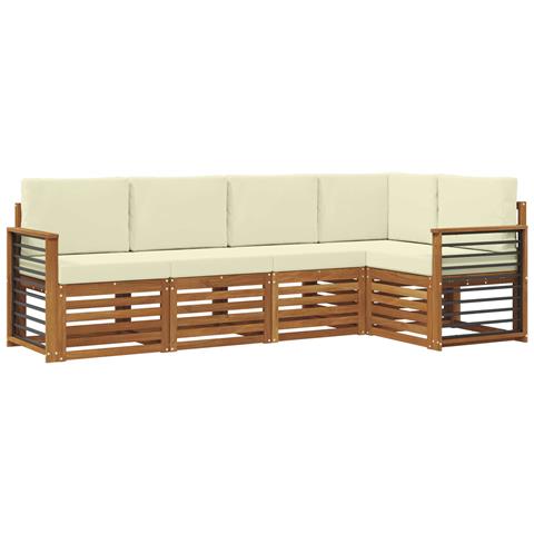 Set divani 5 pcs Naturale e Crema Legno di Acacia Massello - Foto 1