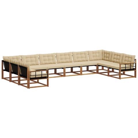 Set di divani da esterno con cuscino 10 pcs Naturale e Beige - Foto 1