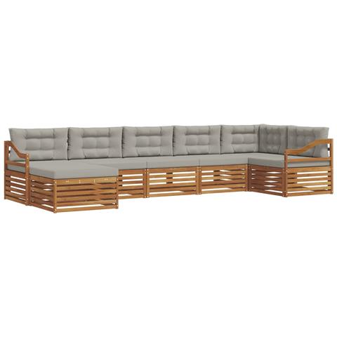 Set divani con cuscino 7 pcs Grigio Naturale e Chiaro - Foto 1