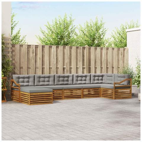 Set divani con cuscino 7 pcs Grigio Naturale e Chiaro - Foto 2