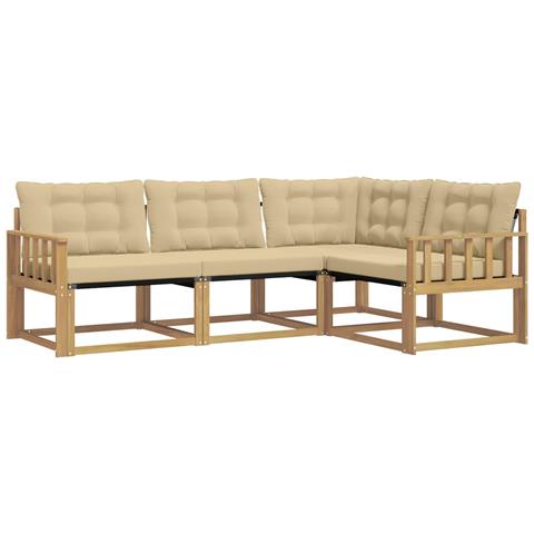 Set di divani da esterno con cuscino 4 pcs Bianco e Beige - Foto 1