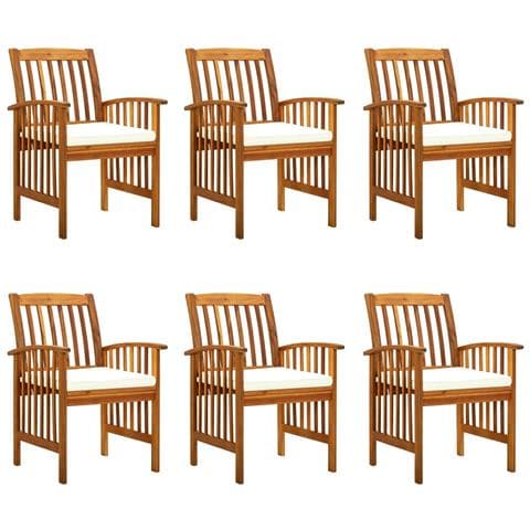 Set di 6 sedie da giardino con Cuscini in Legno Massello di Acacia - Foto 1