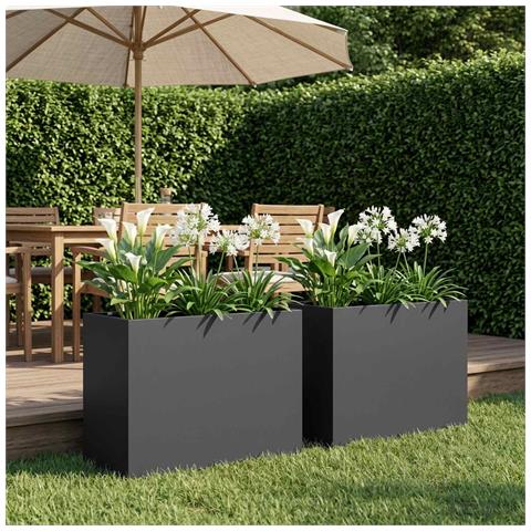 Vaso da giardino 2 pz Nero 60 x 30 x 50 cm - Foto 2
