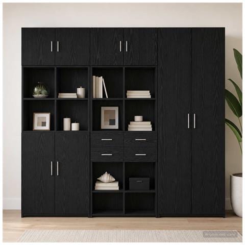 Armadio per la conservazione con ripiani Rovere Nero - Foto 2