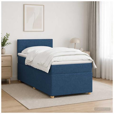Letto box spring con materasso Blu 80 x 200 cm Tessuto - Foto 2