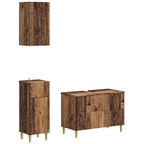 Set di armadietti da bagno in 3 pezzi ARNHEM Legno antico - Foto 1