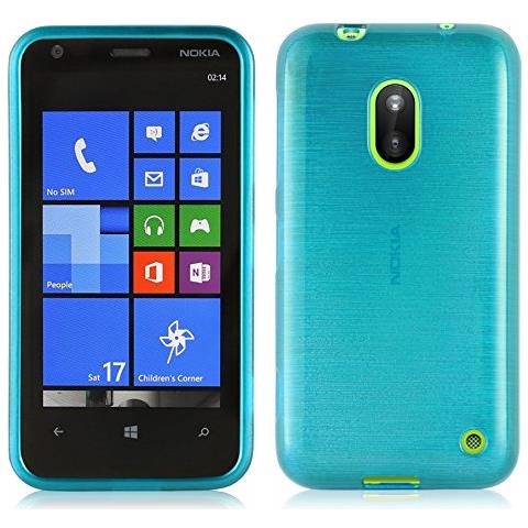 Custodia Compatibile Con Nokia Lumia 620 In Turchese - Coperchio Protettivo In Silicone Tpu Flessibile Con Design Spazzolato - Foto 1