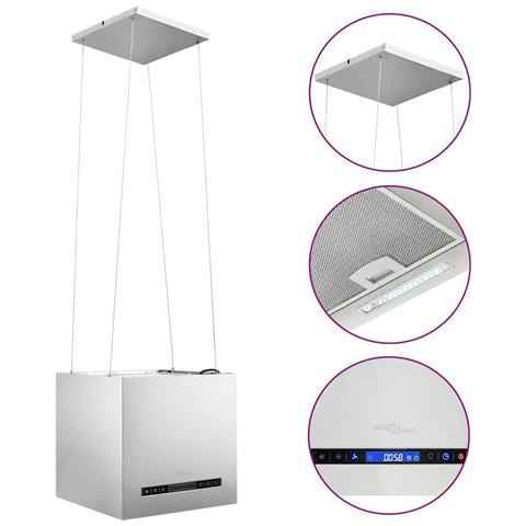 Cappa Da Cucina Ad Isola Sospesa Lcd Con Sensore 37 Cm Acciaio - Foto 1