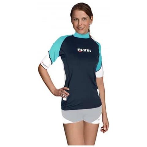 Rash Guard Loose Fit Manica Corta Donna Nero / acquamarina 2 - Foto 1
