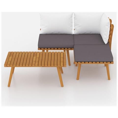 Set Divani da Giardino 4 pz con Cuscini in Massello di Acacia - Foto 2