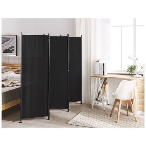 Paravento 5 Pannelli Tessuto Nero 170 X 270 Cm Narni - Foto 1