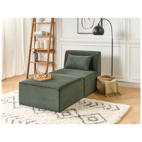 Chaise longue versione sinistra CHEVANNES Bouclé Verde scuro