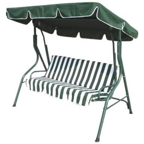 Dondolo Tre Posti Con Cuscini E Tettuccio Bianco Verde Pantelleria - Foto 2