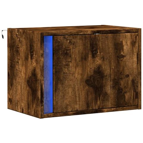 Comodino A Parete Con Luci Led Rovere Fumo - Foto 3