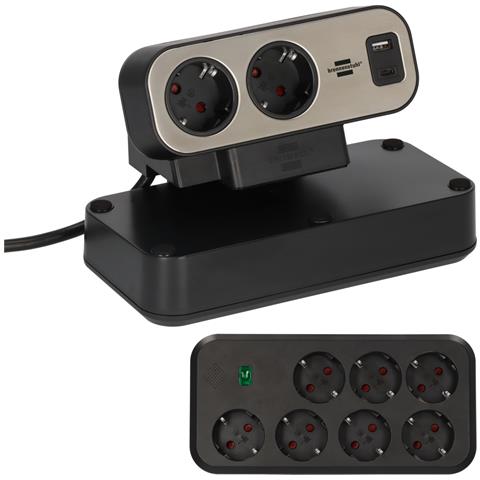 1153580210 prolunghe e multiple 2 m 9 presa (e) AC Interno Nero, Argento - Foto 1