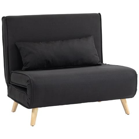 Poltrona Letto 3 in 1 con Schienale Reclinabile su 6 Posizioni in Tessuto, 94x78x80 cm, Nero - Foto 1