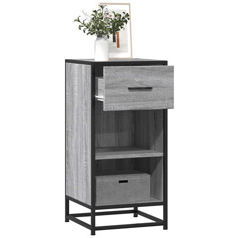 Credenza Grigio Sonoma 35,5x35x76 Cm In Truciolato E Metallo - Foto 1