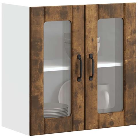 Pensile Da Cucina Con Porta In Vetro Lucca Rovere Fumo - Foto 1