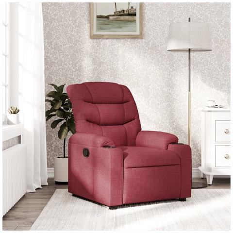 Poltrona Reclinabile In Tessuto Rosso Vino - Foto 1