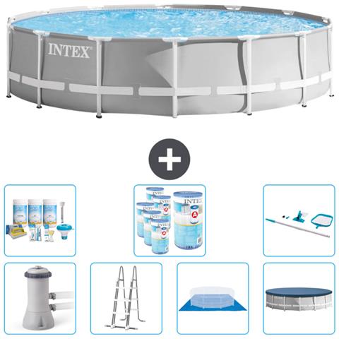 Piscina Fuori Terra - In Giro - 427x427x107 Cm - Grigio - Include Accessori Coordinati Cb46 - Foto 1