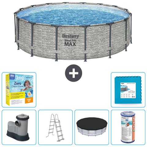 Piscina Fuori Terra - In Giro - 488x122 Cm - Grigio - Include Accessori Coordinati Cb34 - Foto 1