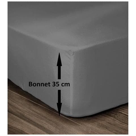 Lenzuolo Con Angoli 100% Cotone 180x200cm - Berretto 35cm - Grigio Scuro - Foto 1