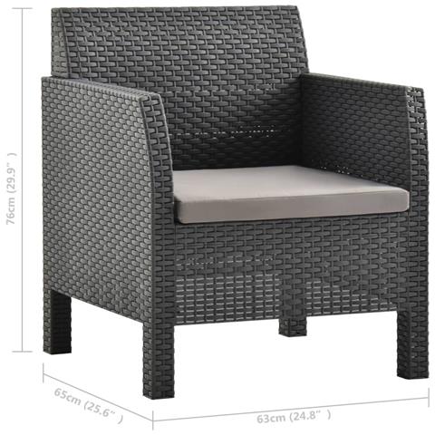 Sedie Da Giardino Con Cuscini 2 Pz In Rattan Pp Antracite - Foto 7