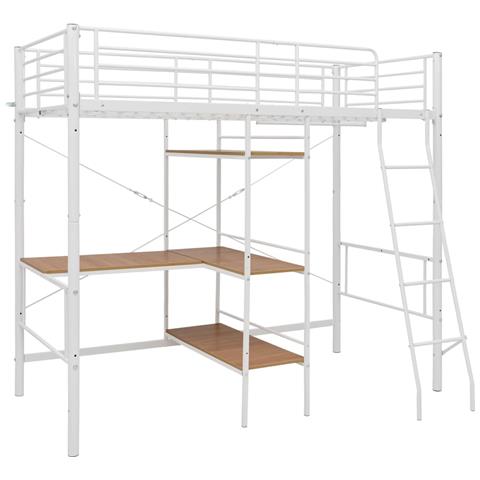 Lusso Casadino -  Letto A Castello Con Tavolino Bianco In Metallo 90x200 Cm - Foto 1