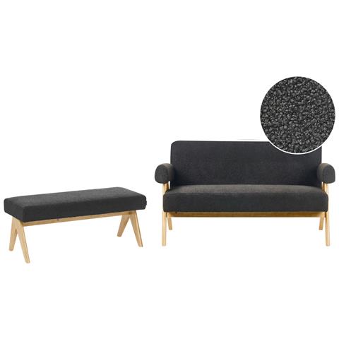 Set Da Salotto Tamre Bouclé Nero /marrone Chiaro - Foto 2