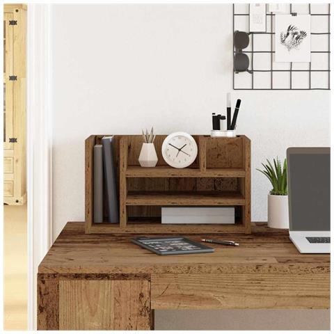 Organizzatore da scrivania Rovere Vecchio 44.5x24x25 cm Legno Ingenerizzato - Foto 2