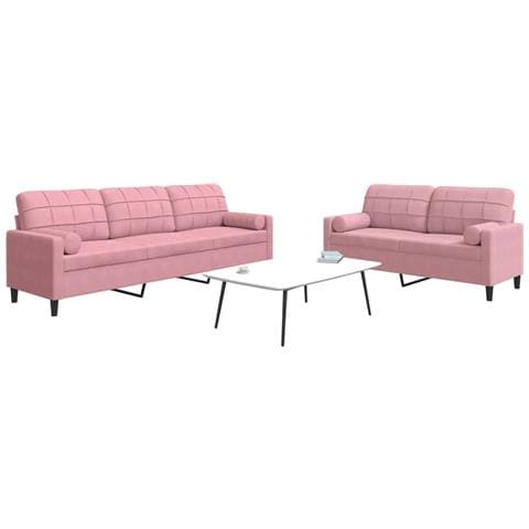 Set di Divani 2 pz con Cuscini e Rinforzi rosa in Velluto - Foto 2