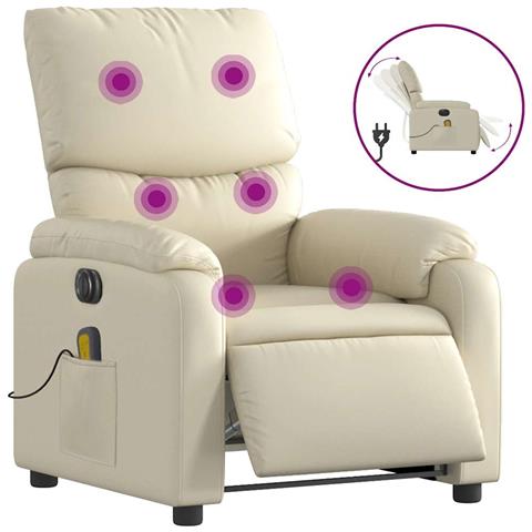 Poltrona Massaggiante Elettrica Reclinabile Crema Similpelle - Foto 1