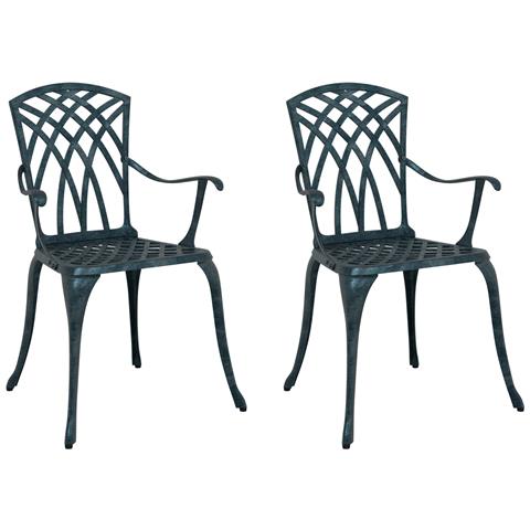 Sdraio da giardino  2 pz Verde in alluminio - Foto 1