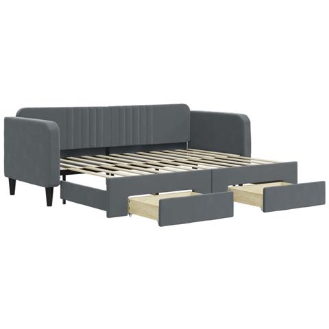 Divano Letto Estraibile Cassetti Grigio Scuro 80x200cm Velluto - Foto 1