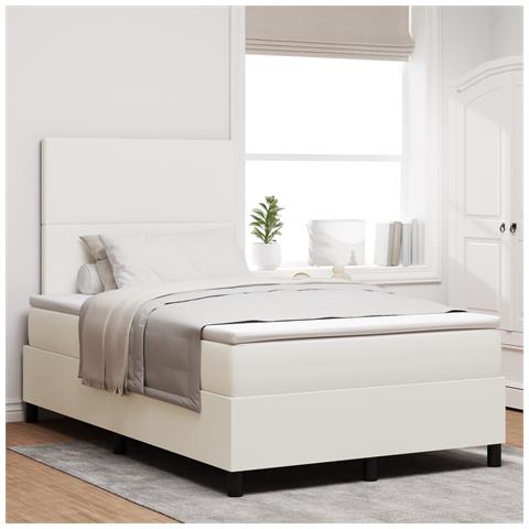 Letto con Box Spring e Materasso Crema 120x200 cm Tessuto in Corduroy - Foto 2