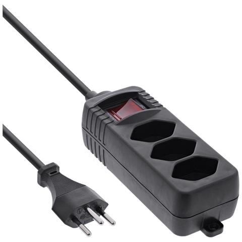 Multipresa SVIZZERA, 3 vie, con interruttore, 1,5 m, nero - Foto 1