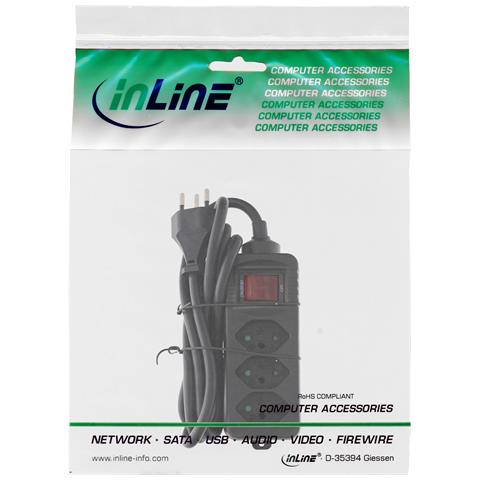 Multipresa SVIZZERA, 3 vie, con interruttore, 1,5 m, nero - Foto 2