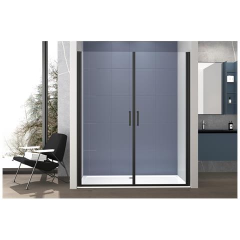 Box Doccia Nicchia 110 Cm Porta Due Battenti H200 Cm Cristallo 6mm Profilo Nero Opaco Zeno - Foto 1