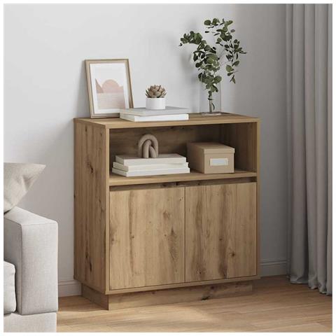 Credenza con LED rovere artigianale 71 x 34.5 x 75 cm - Foto 2