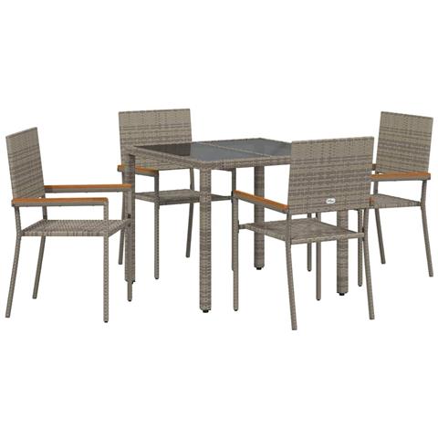 Set da Pranzo per Giardino 5 pcs Grigio 90 x 90 x 75 cm - Foto 1