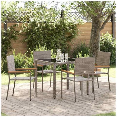 Set da Pranzo per Giardino 5 pcs Grigio 90 x 90 x 75 cm - Foto 2