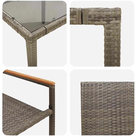 Set da Pranzo per Giardino 5 pcs Grigio 90 x 90 x 75 cm - Foto 9