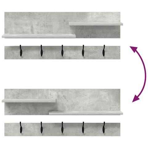 Appendiabiti a muro Grigio cemento 90 x 15 x 36 cm - Foto 9