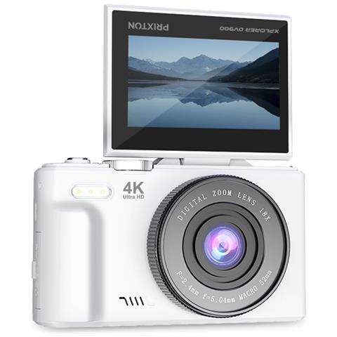 Digital Cam Xplorer Dv900 Wifi, Schermo Lcd Ips Flip 3"", Risoluzione 4k E 64mp, Autonomia 90 Minuti, Schede Sd Fino A 256gb, Colore Bianco - Foto 1