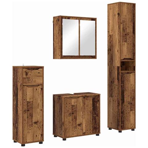 Set di mobili per il bagno con cassetto 4 pcs Legno vecchio - Foto 1
